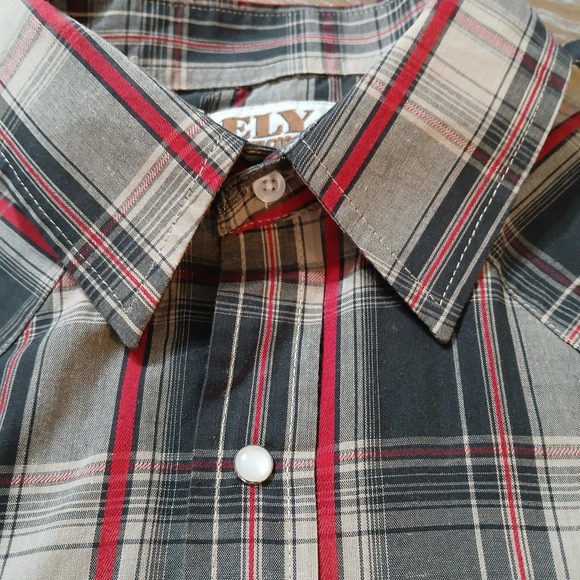Ely Cattleman Shirt XLMen Pearl Snaps Western Cowboy Long Sleeves RedGray Plaid - Picture 2 of 15